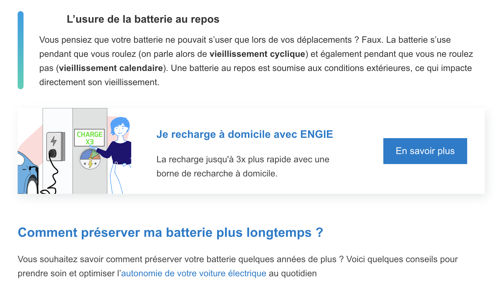 Extrait article ENGIE batterie voiture électrique et autonomie