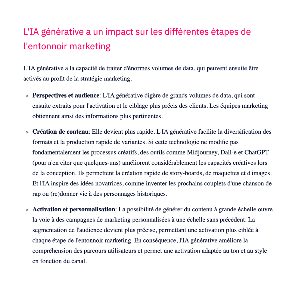 Extrait article IA générative et marketing personnalisé par Artefact